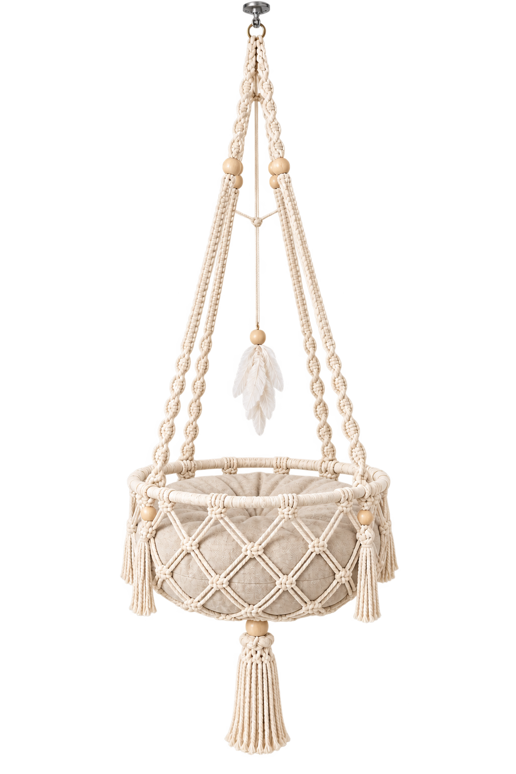 MeowLoom™ – Handwoven Macramé Hanging Cat Bed